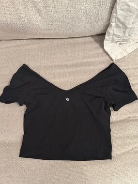 lululemon athletica Black Off-Shoulder scoop neck top